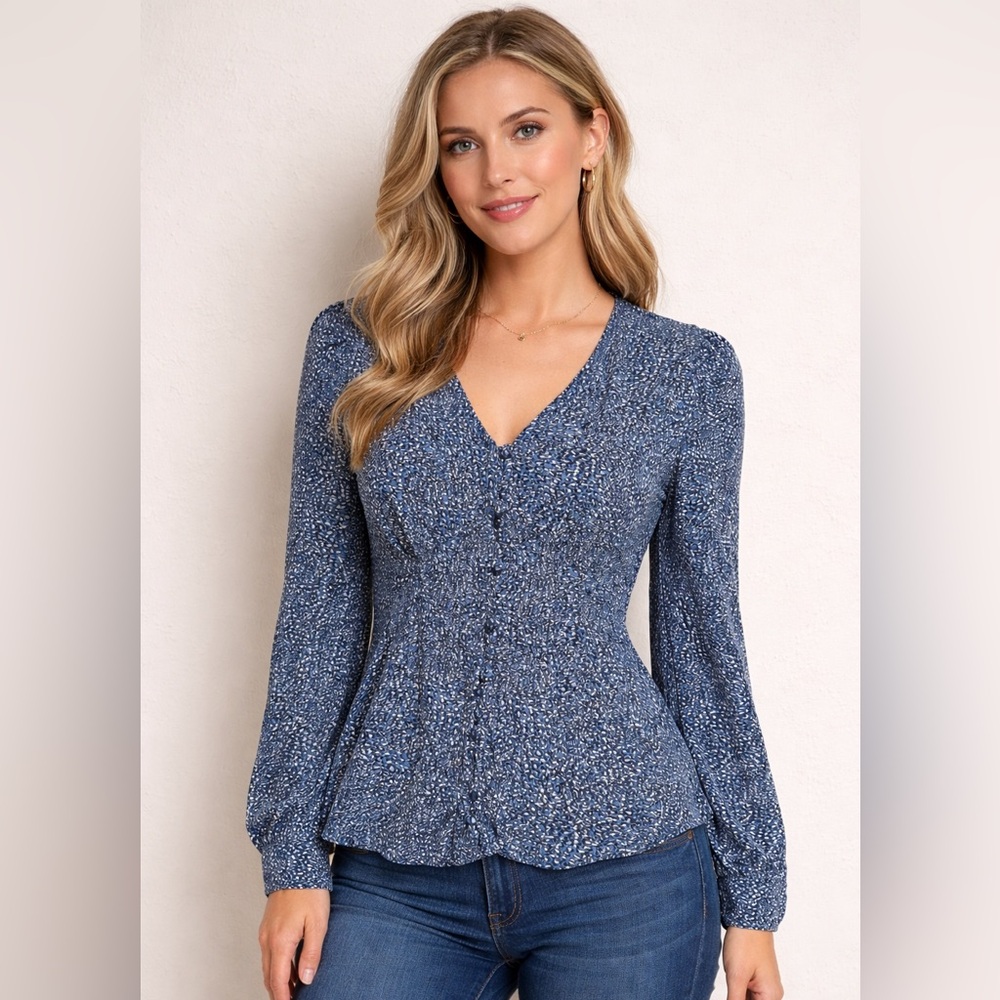Ann Taylor Loft Size 10 Peplum Long  Sleeve  Blouse